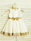 Sleeveless Sequin Satin Tea-Length Scoop A-line/Princess Flower Girl Dresses