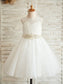 Knee-Length Scoop A-Line/Princess Tulle Lace Sleeveless Flower Girl Dresses