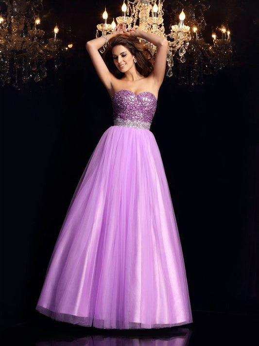 Woven Elastic Sequin Sleeveless Long Gown Ball Sweetheart Satin Quinceanera Dresses