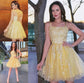 Straps A-Line/Princess Tulle Spaghetti Applique Sleeveless Short/Mini Homecoming Dresses