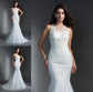 Long Scoop Sleeveless Applique Trumpet/Mermaid Lace Wedding Dresses