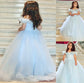 Tulle Ball Rhinestone Off-the-Shoulder Floor-Length Gown Sleeveless Flower Girl Dresses