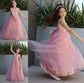 Bowknot Sleeveless A-Line/Princess Tulle V-neck Floor-Length Flower Girl Dresses