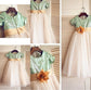 Tulle Sleeves A-line/Princess Short Sequin Scoop Tea-Length Flower Girl Dresses