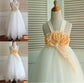 Hand-made Tea-Length Sleeveless Gown Tulle Flower Straps Ball Flower Girl Dresses