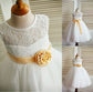 A-line/Princess Lace Tulle Sleeveless Tea-Length Scoop Flower Girl Dresses