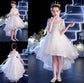 Short Applique Scoop Sleeves Asymmetrical A-Line/Princess Tulle Flower Girl Dresses