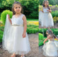 A-Line/Princess Tulle Scoop Lace Sleeveless Tea-Length Flower Girl Dresses