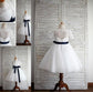 1/2 Sash/Ribbon/Belt Scoop A-line/Princess Sleeves Tulle Tea-Length Flower Girl Dresses