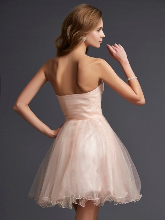 like Sweetheart Sleeveless A-Line/Princess Silk Short Satin Homecoming Dresses