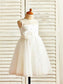 Scoop Tea-Length Hand-made A-line/Princess Tulle Flower Sleeveless Flower Girl Dresses