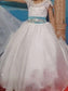 Scoop Beading Gown Ball Short Sleeves Organza Floor-Length Flower Girl Dresses