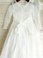 Bowknot A-line/Princess Long Scoop Ankle-Length Sleeves Lace Flower Girl Dresses