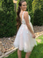 V-neck Applique Sleeveless A-Line/Princess Tulle Short/Mini Homecoming Dresses