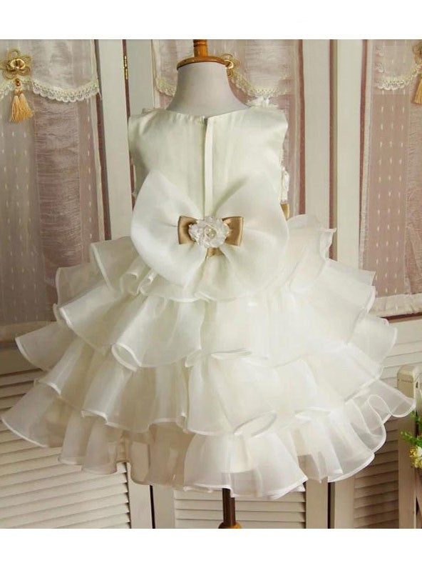 Scoop A-line/Princess Hand-made Organza Sleeveless Short Flower Flower Girl Dresses