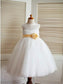 A-line/Princess Lace Tulle Sleeveless Tea-Length Scoop Flower Girl Dresses