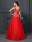 Long V-neck Sleeveless Ball Gown Lace Lace Quinceanera Dresses