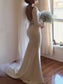 Long Sleeves Lace Court Trumpet/Mermaid Train Scoop Satin Wedding Dresses