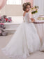 Gown Train Satin Sweep/Brush Ball Lace Jewel Long Sleeves Flower Girl Dresses