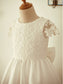 Scoop Lace Bowknot Sleeves Knee-Length A-Line/Princess Short Flower Girl Dresses