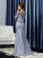 3/4 Bateau Lace Beading Long Sleeves Trumpet/Mermaid Mother of the Bride Dresses