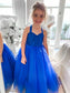 Tulle Tea-Length Ruffles A-Line/Princess Halter Sleeveless Flower Girl Dresses