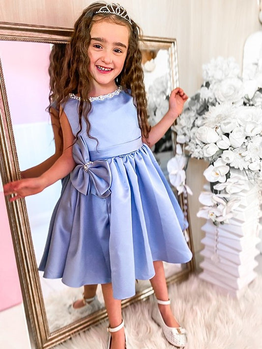 Scoop Sleeveless A-Line/Princess Knee-Length Bowknot Satin Flower Girl Dresses