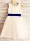 Sleeveless A-line/Princess Tea-Length Tulle Scoop Bowknot Flower Girl Dresses