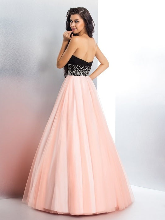 Beading Ball Sweetheart Gown Sleeveless Long Satin Quinceanera Dresses