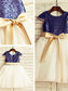 Knee-Length Tulle Scoop Short Sleeves Sequin A-line/Princess Flower Girl Dresses