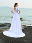 Ruffles Chiffon V-neck Long Sleeves A-Line/Princess Short Beach Wedding Dresses