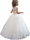 Tulle Scoop Sleeveless Ball Gown Floor-Length Applique Flower Girl Dresses