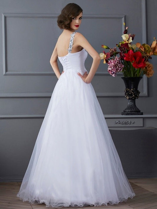 Long Sleeveless One-Shoulder Gown Elastic Beading Ball Woven Satin Quinceanera Dresses