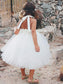 A-Line/Princess Tea-Length Tulle Halter Ruffles Sleeveless Flower Girl Dresses