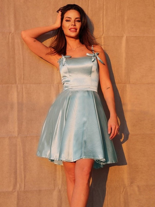 Straps A-Line/Princess Sleeveless Ruffles Spaghetti Short/Mini Homecoming Dresses