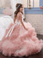 Jewel Sleeves Short Crystal Gown Ball Tulle Floor-Length Flower Girl Dresses