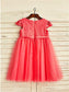 Scoop Tea-Length Sleeves A-line/Princess Lace Tulle Short Flower Girl Dresses