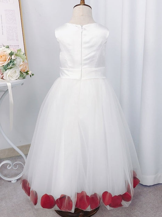 Tea-Length Sleeveless Tulle Ruffles A-Line/Princess Scoop Flower Girl Dresses