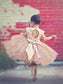 Knee-Length Scoop Tulle Short Ruffles Sleeves Ball Gown Flower Girl Dresses