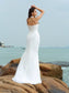 Pleats Sleeveless Sheath/Column Chiffon Halter Long Beach Wedding Dresses