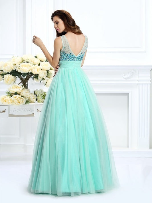 Sleeveless Gown Bateau Ball Long Beading Chiffon Quinceanera Dresses