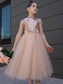 Bowknot Sleeveless Scoop Tulle A-Line/Princess Tea-Length Flower Girl Dresses