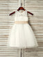 Scoop A-Line/Princess Tulle Sleeveless Tea-Length Bowknot Flower Girl Dresses