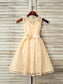 A-Line/Princess Sleeveless Scoop Sash/Ribbon/Belt Tea-Length Lace Flower Girl Dresses