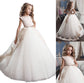 Scoop Ball Tulle Sleeveless Applique Gown Floor-Length Flower Girl Dresses