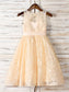 Sleeveless Scoop Tea-Length A-Line/Princess Sash/Ribbon/Belt Lace Flower Girl Dresses