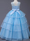 Sleeveless Applique Tulle Scoop Floor-Length A-Line/Princess Flower Girl Dresses