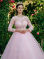 Gown Lace Long Sleeves Tulle Scoop Ball Sweep/Brush Train Dresses