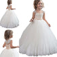 Tulle Scoop Sleeveless Ball Gown Floor-Length Applique Flower Girl Dresses