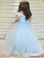 Tulle Ball Rhinestone Off-the-Shoulder Floor-Length Gown Sleeveless Flower Girl Dresses